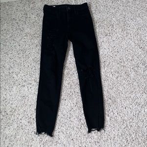 american eagle high rise ripped black jeggings